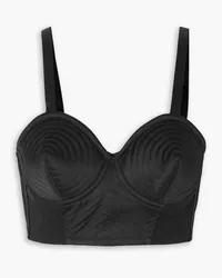 Jean Paul Gaultier Iconic cropped duchesse-satin bustier top - Black Black