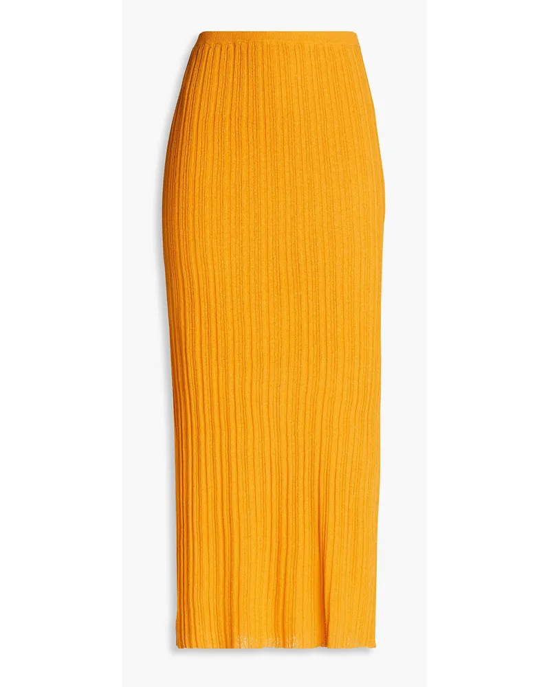 By Malene Birger Irvana ribbed-knit midi skirt - Yellow Yellow