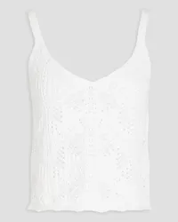 Vince Crochet-knit cotton-blend tank - White White