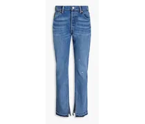 Faded high-rise slim-leg jeans - Blue