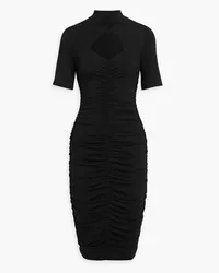 Walter Baker Cutout ruched French terry dress - Black Black