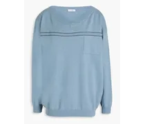Bead-embellished cashmere sweater - Blue