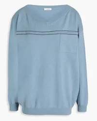 Brunello Cucinelli Bead-embellished cashmere sweater - Blue Blue