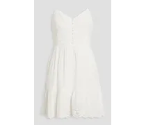 Alice Olivia - Fae gathered broderie anglaise mini dress - White