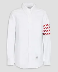 Thom Browne Twill-trimmed cotton-Oxford shirt - White White