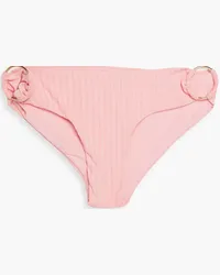 Melissa Odabash Evita ring-embellished ribbed low-rise bikini briefs - Pink Pink