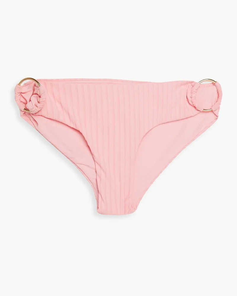 Melissa Odabash Evita ring-embellished ribbed low-rise bikini briefs - Pink Pink