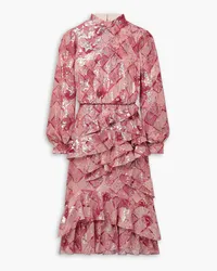 Saloni Isa ruffled georgette midi dress - Pink Pink