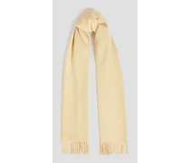 Sandro Frayed wool and cashmere-blend scarf - White White