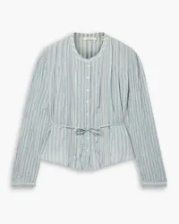 DÔEN Lillie striped organic cotton-voile shirt - Blue Blue