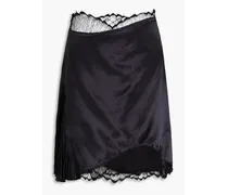 Lace-trimmed satin mini skirt - Black