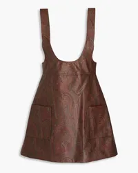 Etro Paisley-print coated cotton-blend crepe mini dress - Brown Brown