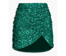 Celestia asymmetric sequined crepe mini skirt - Green