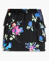 ROTATE Birger Christensen Floral-print satin mini skirt - Black Black