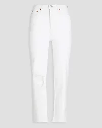 RE/DONE Distressed high-rise slim-leg jeans - White White