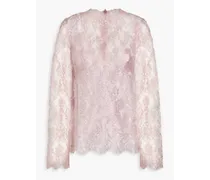 Metallic Chantilly lace top - Pink