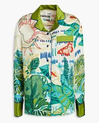 LEO LIN Printed silk shirt - Green Green