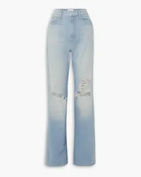 Mother The Maven Heel distressed high-rise straight-leg jeans - Blue Blue