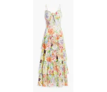 Alice Olivia - Fina cutout tiered broderie anglaise cotton midi dress - Green