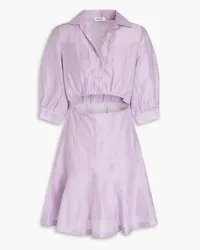 Sandro Cutout linen-blend gauze mini shirt dress - Purple Purple