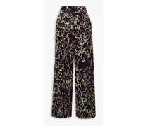Floral-print velvet wide-leg pants - Purple
