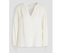 Gathered cotton-gauze shirt - White
