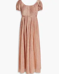 Tory Burch Pleated printed cotton and silk-blend voile midi dress - Pink Pink