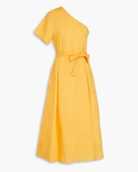 Claudie Pierlot One-shoulder cutout crepe de chine midi dress - Yellow Yellow