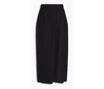Sunja wrap-effect hemp midi skirt - Black