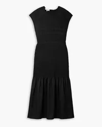 Lafayette148 Shirred crepe midi dress - Black Black