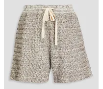 Open-knit cotton-blend shorts - White