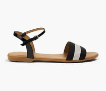 Shiba striped canvas and patent-leather sandals - Black