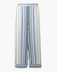 Zeus + Dione Zeus Dione - Abaton cropped striped silk-blend jacquard wide-leg pants - Purple Purple