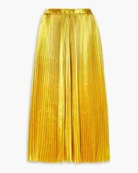 Ulla Johnson Rami pleated plissé-satin midi skirt - Yellow Yellow