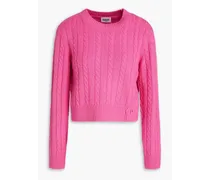 Cropped cable-knit wool and cashmere-blend sweater - Pink