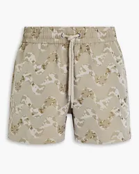 Frescobol Carioca Short-length camouflage-print jacquard swim shorts - Green Green