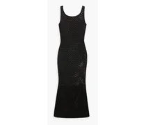 Metallic open-knit midi dress - Black