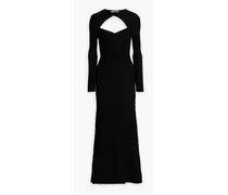 Cutout ribbed-knit maxi dress - Black