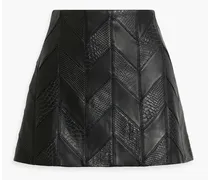 Alice Olivia - Riley patchwork smooth and snake-effect leather mini skirt - Black