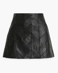 Alice + Olivia Alice Olivia - Riley patchwork smooth and snake-effect leather mini skirt - Black Black