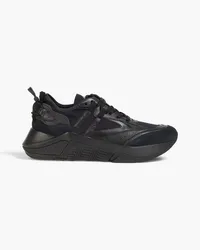 Giorgio Armani Pebbled-leather, suede and twill sneakers - Black Black