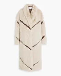 STAND Everleigh faux leather-trimmed faux fur coat - Neutral Neutral