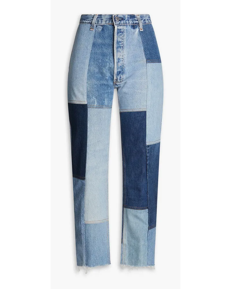 Levi's Cropped patchwork mid-rise slim-leg jeans - Blue Blue