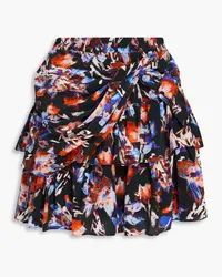 IRO Tiered printed georgette mini skirt - Black Black