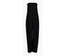 Cropped stretch wool-twill wide-leg jumpsuit - Black