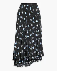 Diane von Furstenberg Debra asymmetric printed jersey midi skirt - Black Black