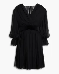 Dolce & Gabbana Gathered silk-blend chiffon mini dress - Black Black