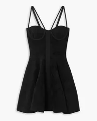 Balmain Ribbed velour mini dress - Black Black