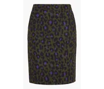 Leopard-print crepe de chine mini skirt - Green