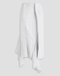 Maison Margiela Asymmetric striped woven midi skirt - White White